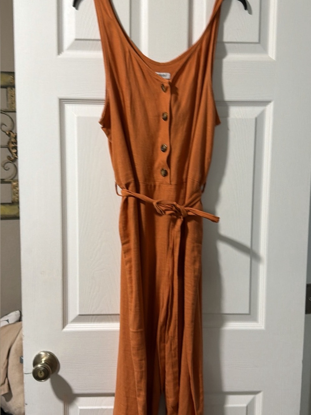 Kensie Strapless Jumpsuit in Rust Orange